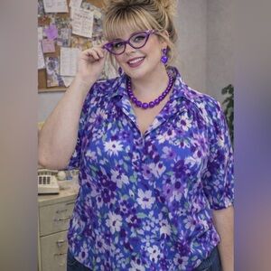 Vintage 80’s/90’s waterfall color tunic- 3X, curved hem